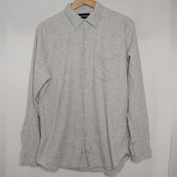 Bonobos Tailored Button‎ Down Collar Long Sleeve Shirt Gray Speckled Large Short - Picture 2 of 9